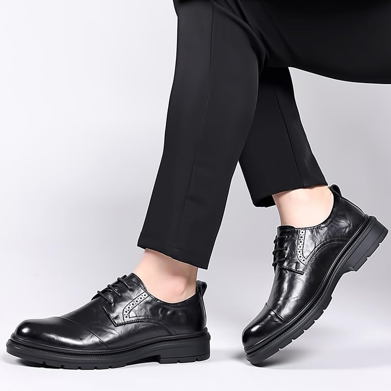 Mens Lace-up Business Formal Derby Lightweight Sneakers Genuine Leather Dress Shoes2