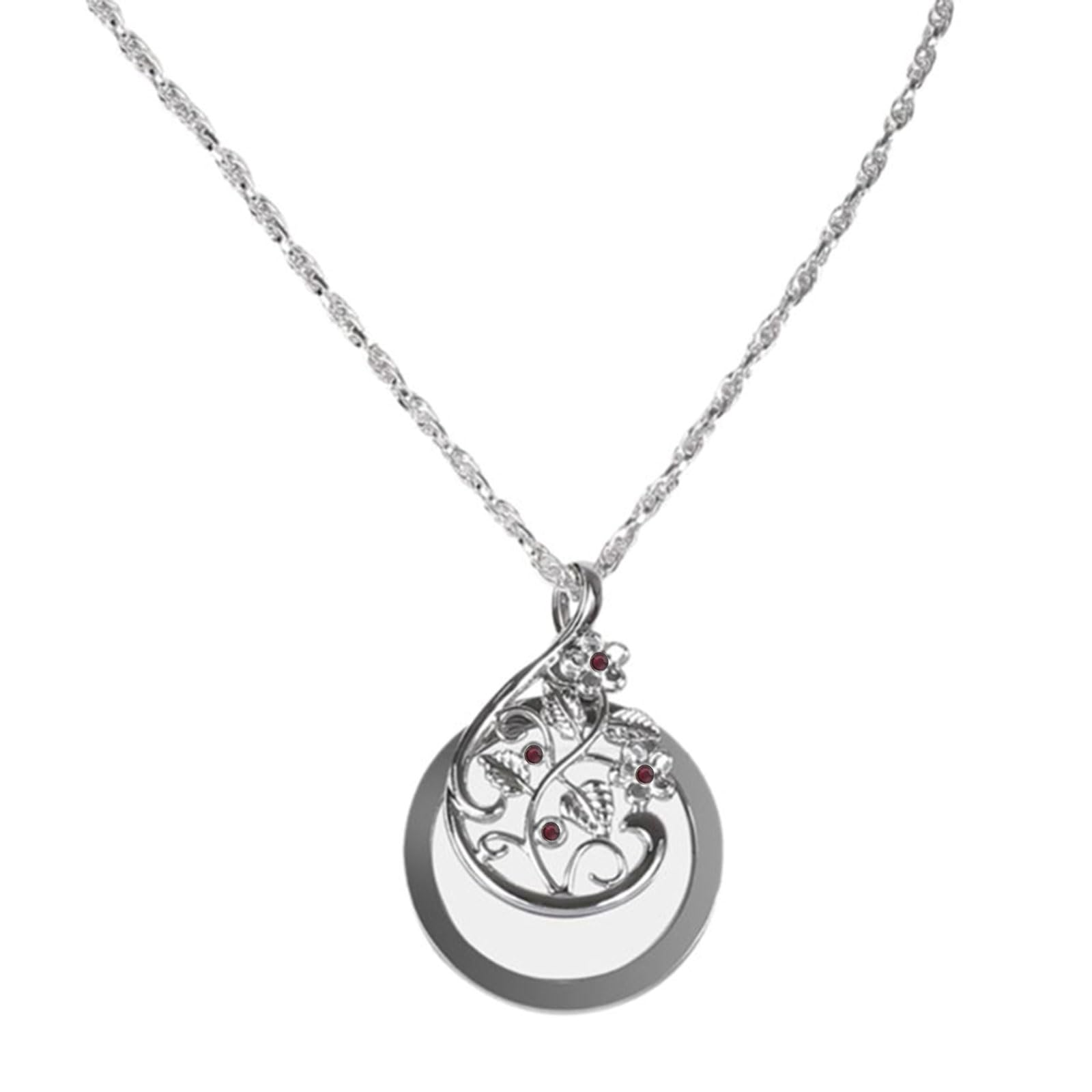 Staol Magnifying Glass, Magnifying Glass Reading Glasses Pendant Jewelry Optical Magnifier with Chain Necklace Neckglasses Portable Monocle, Silver