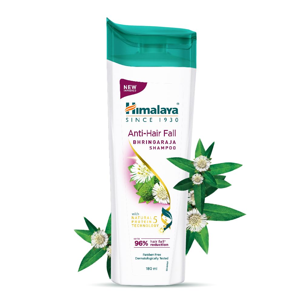Himalaya Anti-Hair Fall Bhringaraja Shampoo, Reduces Hair Fall, Makes Hair Healthy, With Bhringaraja & Palasha,for men and women, 180ml