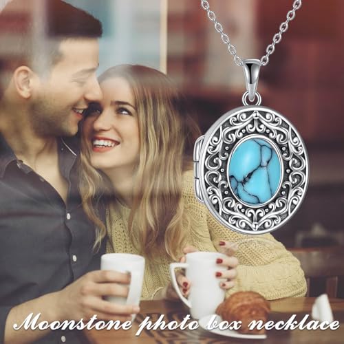 TIGER RIDER Sterling Silver Photo Locket Necklace That Holds Pictures Oval Shaped Photo Jewelry for Mother Daughter Wife2