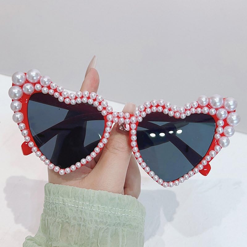 Heart Sunglasses,Love Pearl Sunglasses for Festival,Bling Sunglasses UV4003