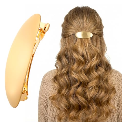 3 Inch Oval Hair Barrette Vintage Metal Large Hair Clip Gold Wedding Prom Formal Hair Accessories For Women Girls Long Thick Hair Formal Events