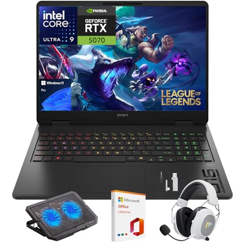 HP OMEN 16 Slim Gaming Laptop, 16' 144Hz 2K Display, Intel Core Ultra 9 285H, NVIDIA GeForce RTX 5070, 64GB DDR5 RAM, 2TB SSD, Wi-Fi 6E, RGB Backlit, Win 11 Pro, w/Mytrix Accessory & Lifetime Office