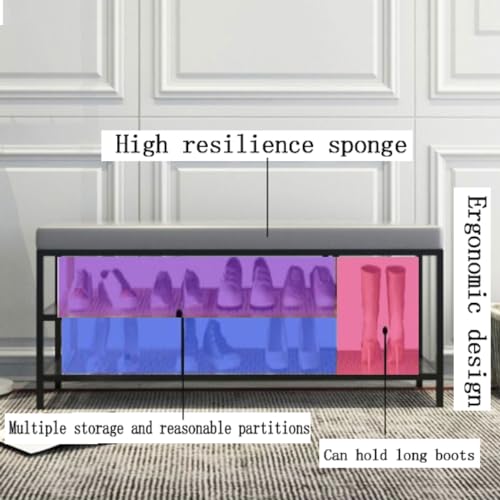 Banc d'extrémité de lit en métal et rangement chaussures - 5