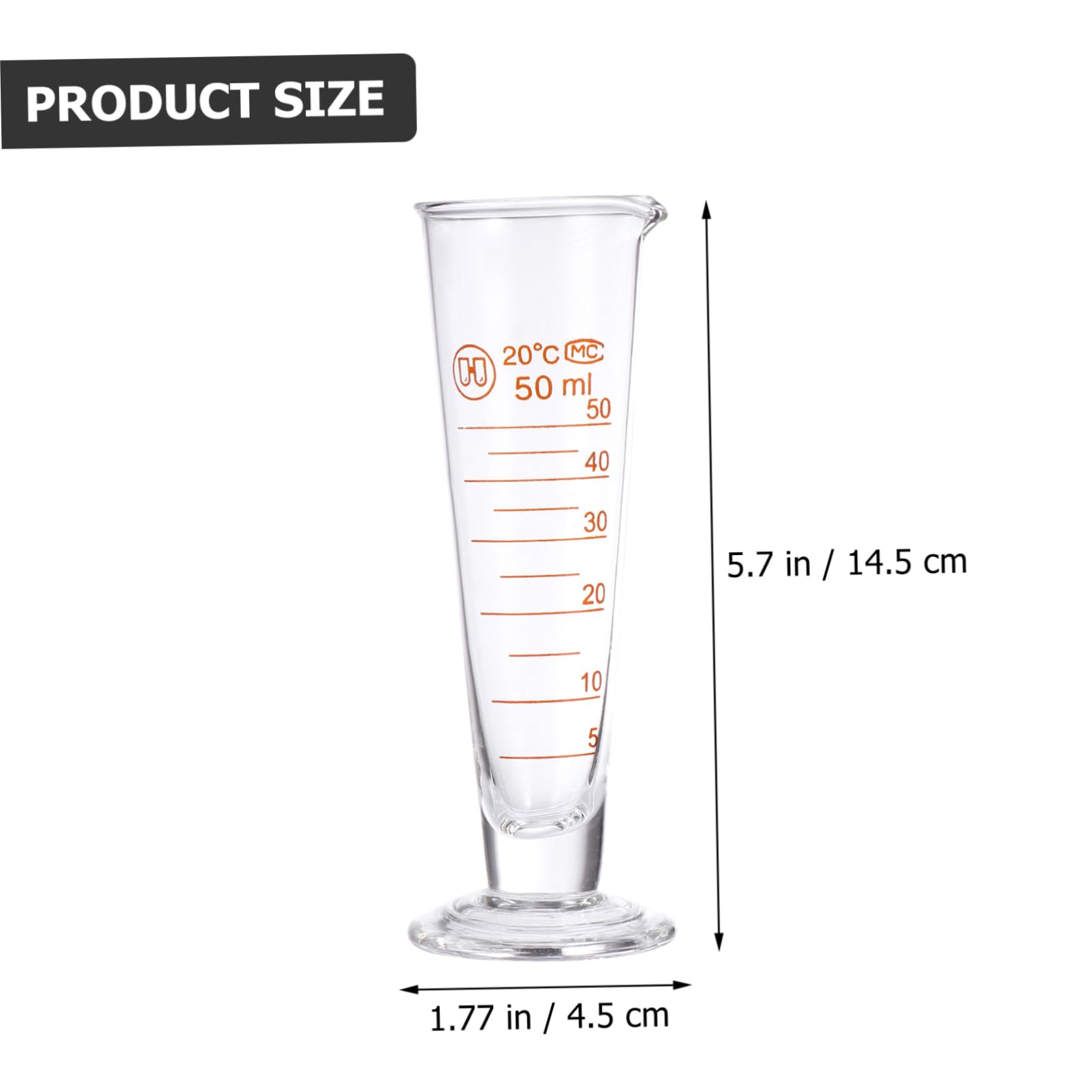 Cabilock Lab Measuring Cup 50ml Glass Beaker Wide Rim Graduated Scale for Easy Reading for Science Experiments