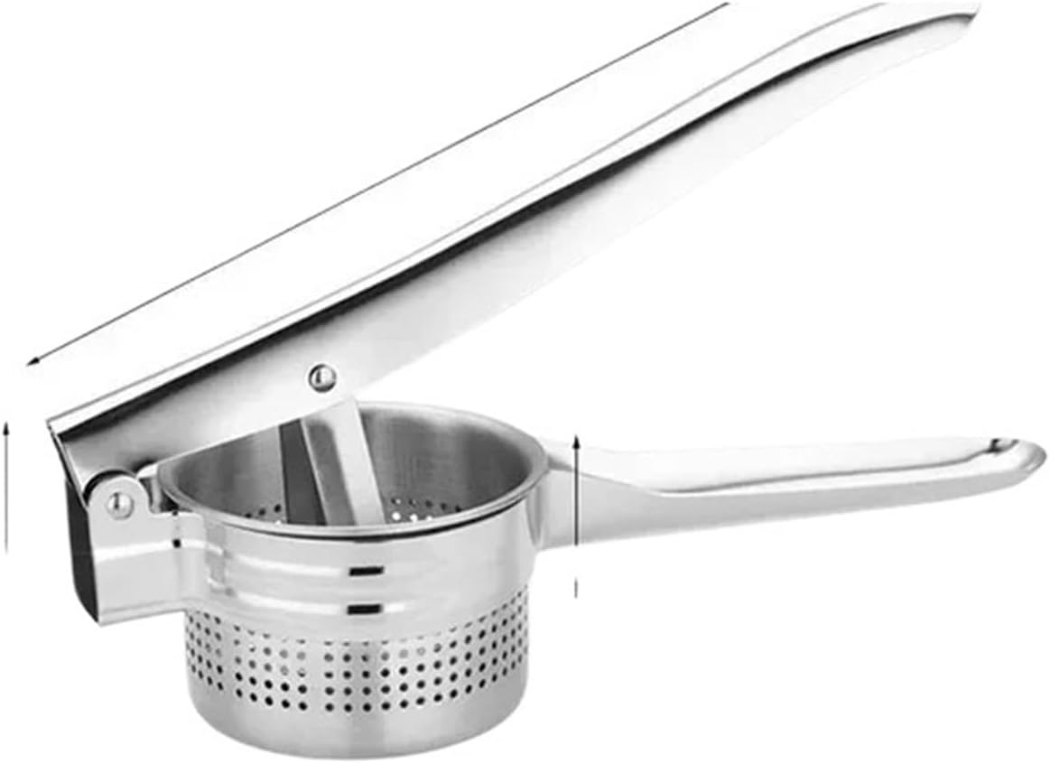 Three-in-One Stainless Steel Potato Press - Manual Masher for Boiled Vegetables and Juicing Fruits(A)