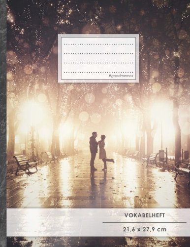 Preisvergleich Produktbild VOKABELHEFT DIN A4 50+ Seiten, Softcover, Register, Zweispaltig, Erfolgs-Tacker, "Romantisch" Original #GoodMemos Schulheft Fremdsprachen leicht lernen, Lineatur 53
