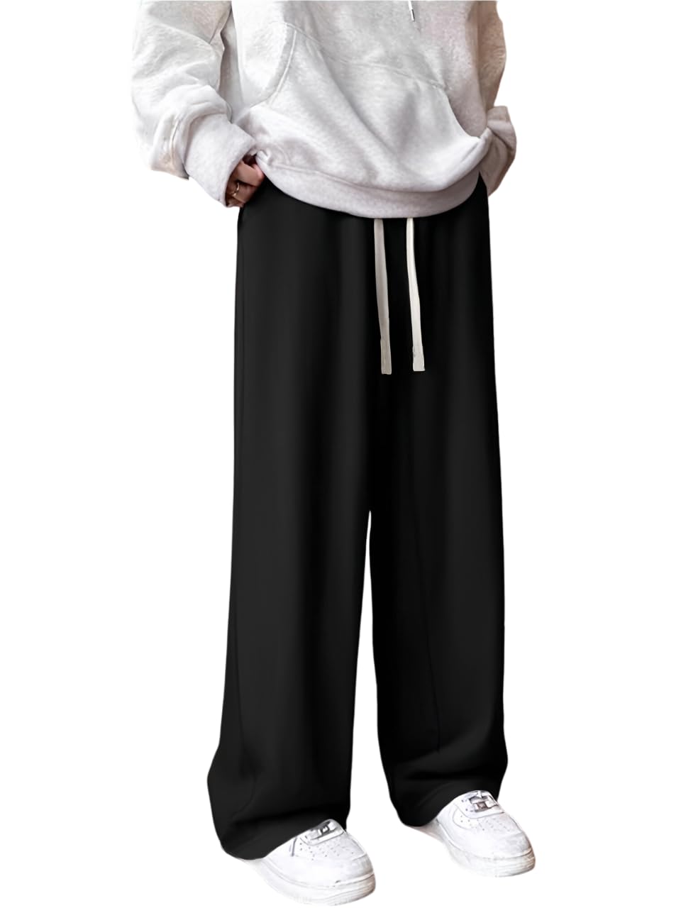 dockstreet Men's/Unisex Open Bottom Drawstring Pure Cotton Stretchable Baggy Jogger Pants-picture-30