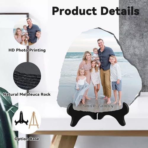 Xuggae Personalized Photo Stone Frame Plaque, Custom Rock Slate Frame With Photo thumb #3