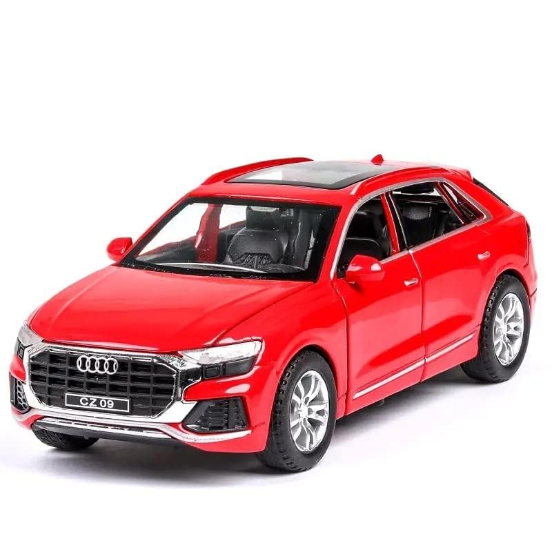 Image of Audi Q8 1 /24 Alloy Metal Pull Back Diecast Car Scale Model Metal Pullback Toy Car with Openable Doors & Light Music Toy (Red)