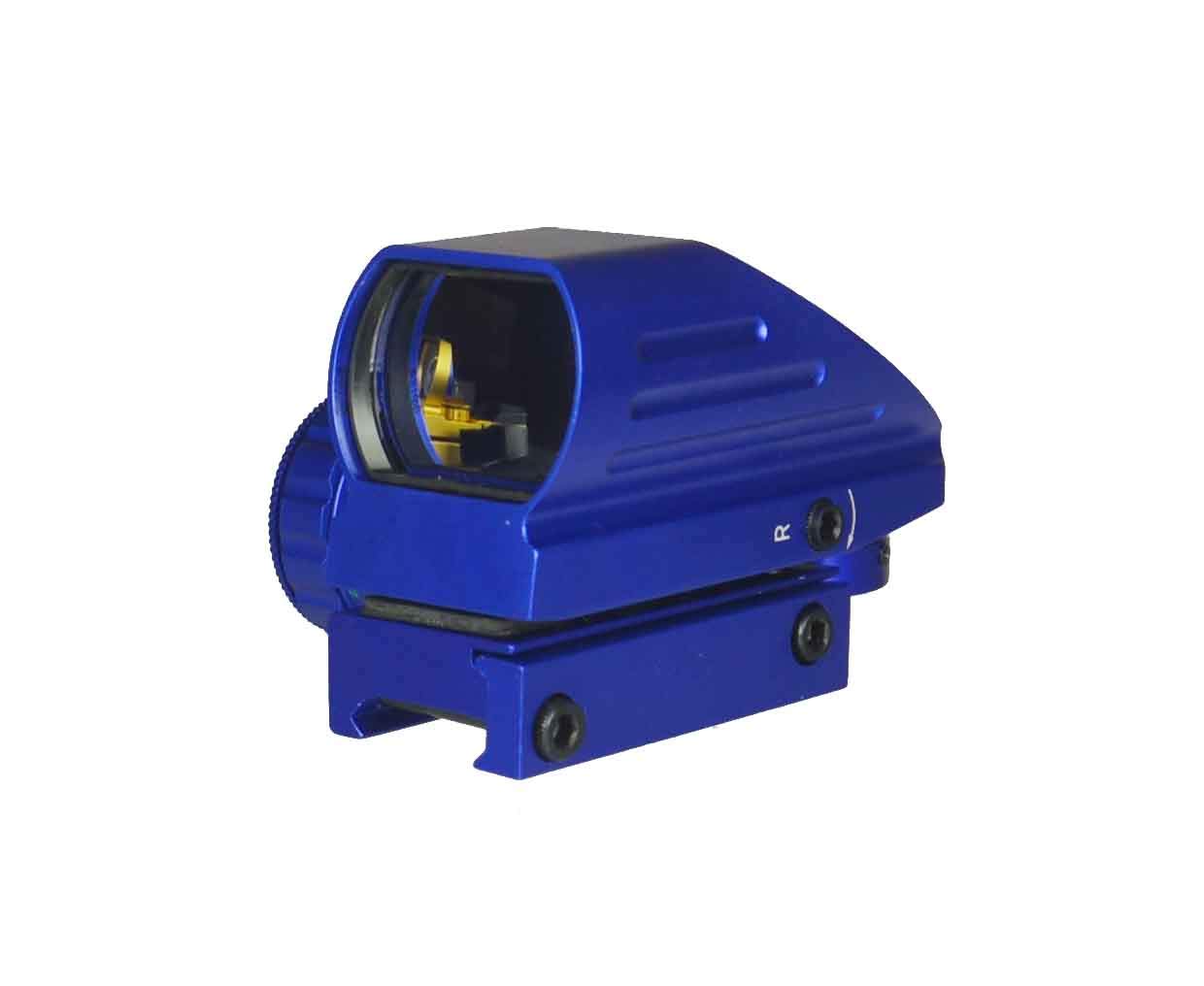 TWP Reflex Dot Sight Scope, Red and Green Illumination and 4 Reticles, Weaver Picatinny Rail Mount Aluminum Structure Anodized Blue