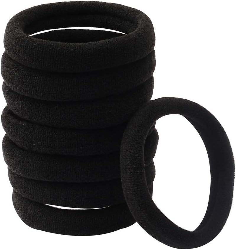 – 100 Pcs Hair Ties for Women, Cotton Hair Bands Elastic Hair Bobbles Stretch Strong Hairbands Ponytail Holders for Thick Heavy and Curly Hair(Black)