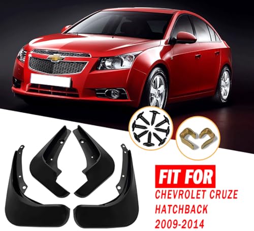 Image of Mud Flaps Mud Guards Fit for Chevrolet Cruze 2009-2014, Front & Rear Mud Splash Guards Accessories - 4 Pc, Black, LAN-Cruze Hatchback 09-14