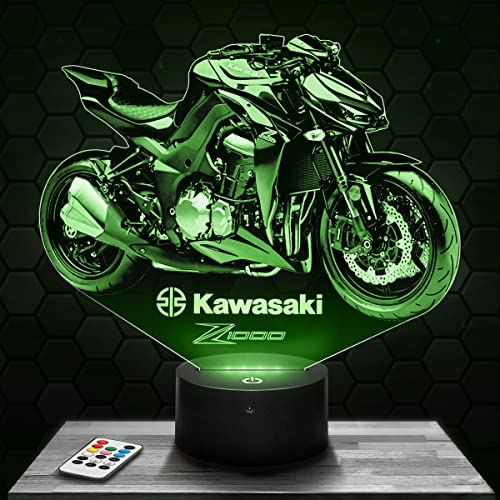 Lampe de chevet, Veilleuse Tactile Moto Z1000 Lampe 3D LED illusion, Idée cadeau Noël anniversaire garçon et fille Lampe de nuit chambre d'enfant ou adulte