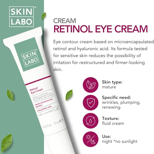 SkinLabo Retinol Eye Cream - Reduces Irritation, Minimises the Appearance of Fine Lines of the Eye Contour, with Microencapsulated Retinol, Hyaluronic Acid - 15 ml - Image 3