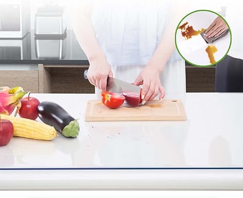 Miniatura 5 de KATE Protector de mesa transparente, cubierta de vinilo de 54 x 54 pulgadas, protector de mesa de plástico Saquare de 0.059 in para mesa de comedor,