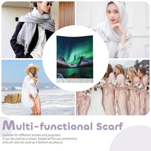 Aurora Borealis Tassel Scarf Winter Scarf for Women Tassel Soft Fall Winter Thick Scarf Warm Shawl Lightweight Scarves with Personalized Patterns3