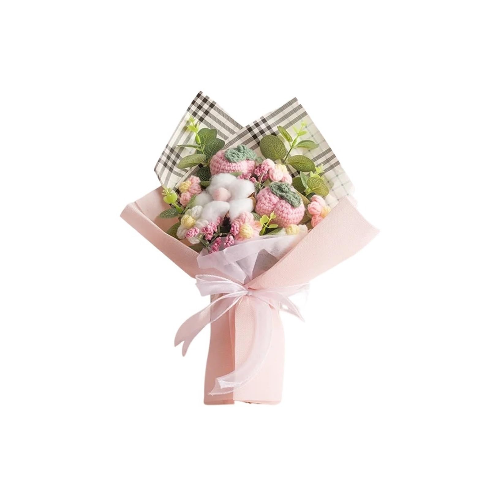 FCfpxwtz Artificial Crochet Flower, Crochet Knitted Artificial Flower Bouquet Multicolor for Wedding Graduation Home Decor(2)