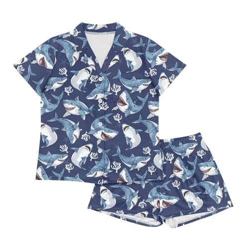 Image of Women's Short Sleeve Sleepwear Pajamas Nightwear with Pockets | skin-friendly breathable material resists pilling fading and deformation after repeated washing