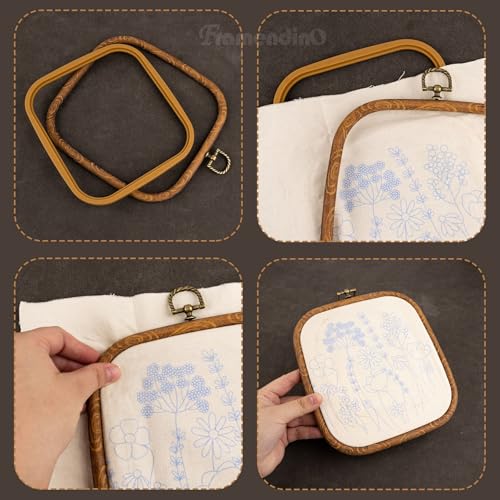 Image of Framendino, 3 Pack Imitation Wood Embroidery Hoops Cross Stitch Craft Hoop Frame for Holiday Decoration 5.71 inchx6.5 inch