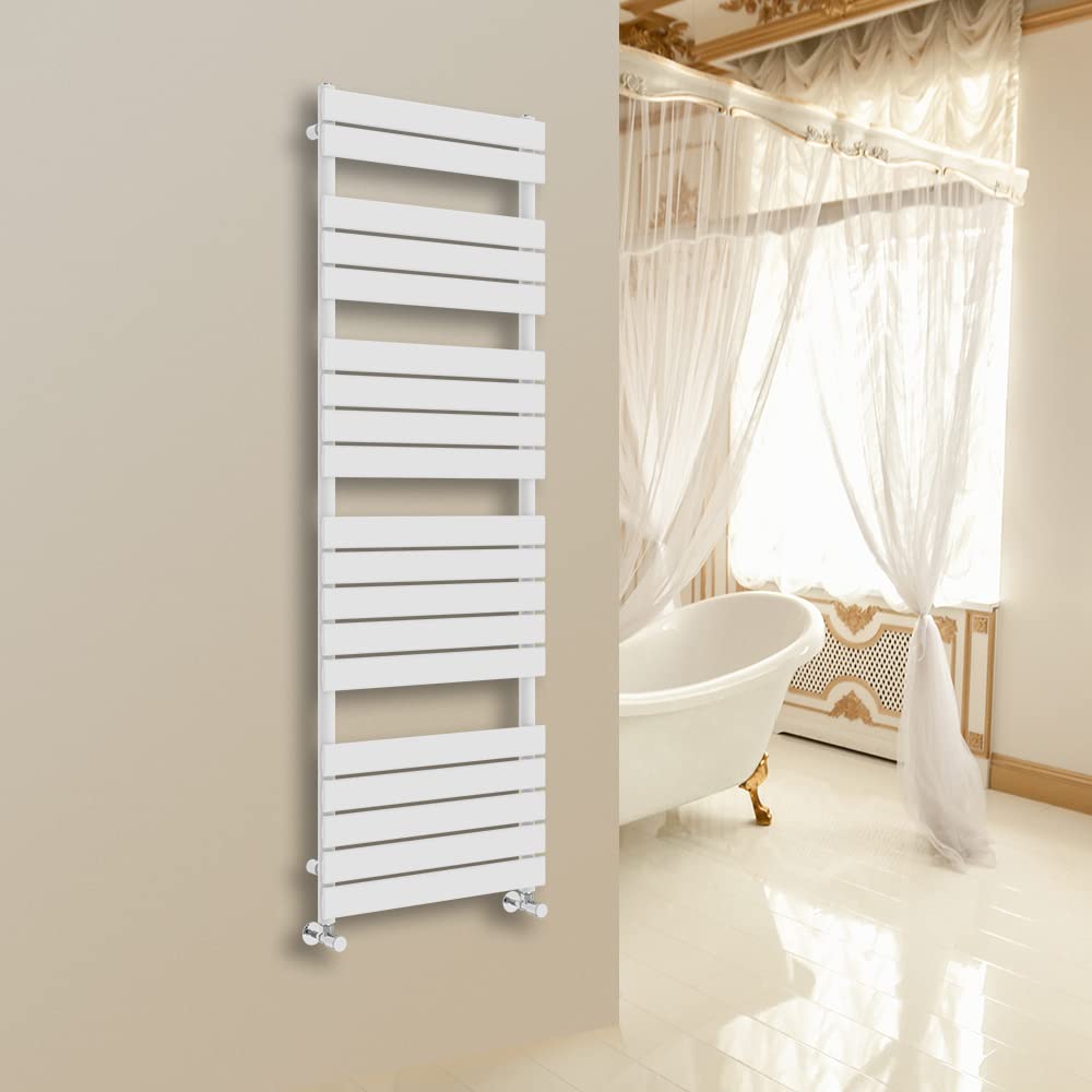 NRG 1800 x 600mm Gloss White Flat Panel Heated Towel Rail Bathroom Radiator