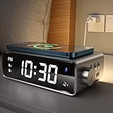 💡【Luz nocturna regulable】 La parte posterior del reloj despertador digital tiene un diseño simple de luz nocturna, sin deslumbramiento, la luz se dispersa uniformemente, emite una luz cálida y sedosa y la suave luz te acompaña en un sueño cálido. Puede elegir un brillo diferente en cualquier momento, perfecto para usar en el dormitorio