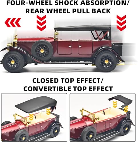 Image of Alokik Enterprise 1:24 Scale Rolls Royce Phantom 1925 Vintage Toy Car Model, Diecast Collectible Pull Back Model Car with Sound and Light, Toy Gift Vehicles for Adults Kids Boys (Color As Per Stock)