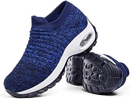 Women's Walking Shoes Sock Sneakers - Breathable Mesh Slip On Lady Girls Work Nursing Easy Shoes Platform Loafers Royal Blue,9.5
