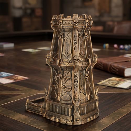 Dice Rolling Tower Bronze Hand-Painted Easy Assembly -Dice Tray Premium Tabletop Gaming Accessories & RPG Accessory - Skull Dice Tower B AF1196B — view 3