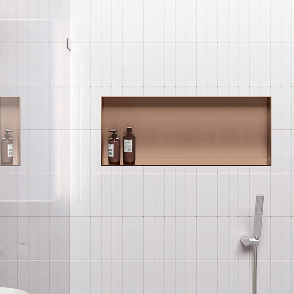 Niche de placard de salle de bain étanche moderne en acier inoxydable 304 pour économiser de l'espace, facile à nettoyer, niche intégrée pour shampooing/articles de toilette, 25,1 x 13,3 i