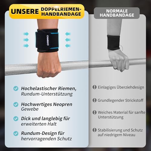 CAMBIVO Handgelenk Bandagen Krafttraining, 2 Stück Verstellbare Handgelenkstütze Sport, Wrist Wrap für Fitness, Gym, Sportschutz, Alltag
