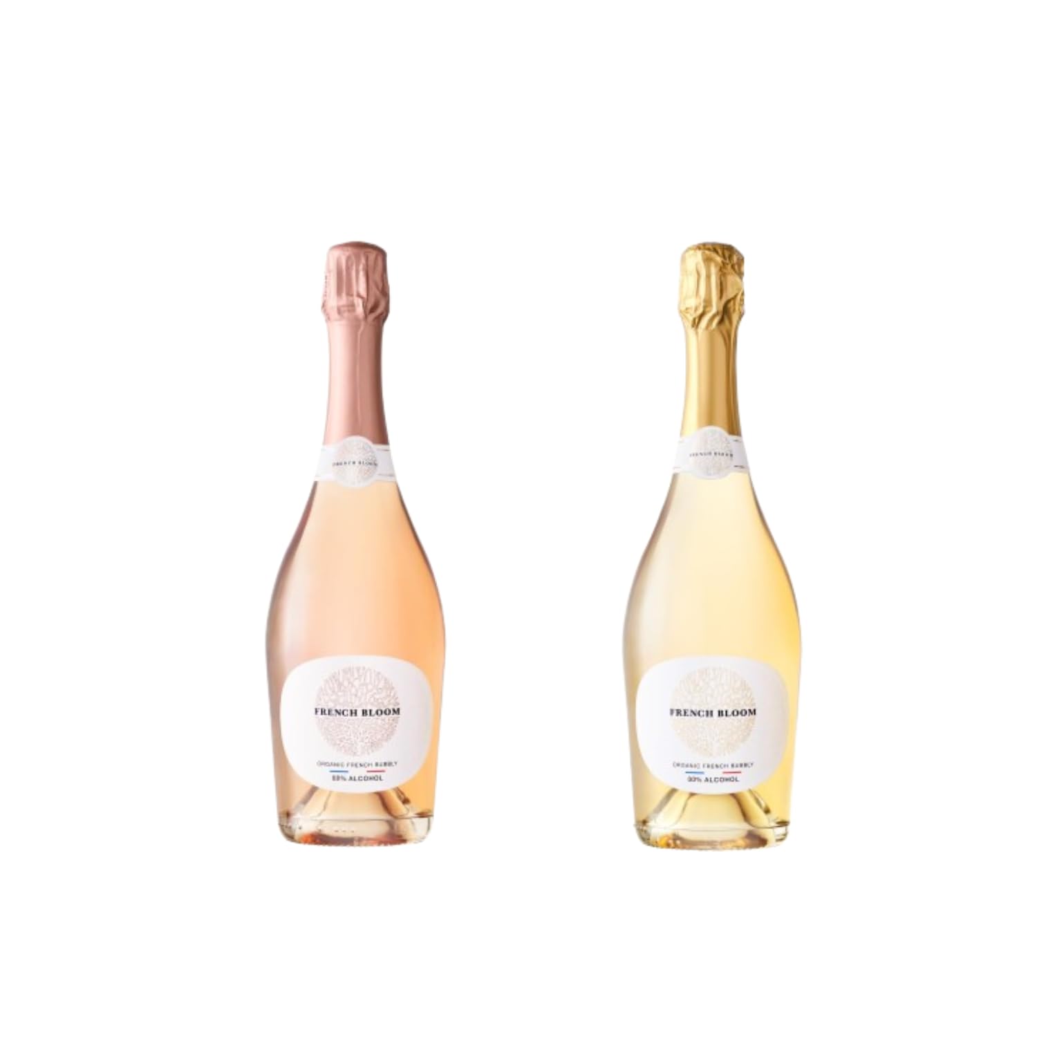 French Bloom Le Rosé and Le Blanc - Alcohol-Free Sparkling Wine, 750ml - Certified Organic, Vegan, Low Calorie,Sulfite-Free - Made with Fine Organic Wine, No Preservatives or Added Sugar