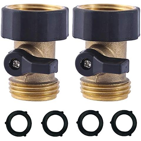 HQMPC Heavy Duty Brass Shut Off Valve Garden Hose Shut Off Valve Garden Hose Connector (2PCS) +4 Extra Pressure Washers Cover