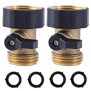 HQMPC Heavy Duty Brass Shut Off Valve Garden Hose Shut Off Valve Garden Hose Connector (2PCS) +4 Extra Pressure Washers