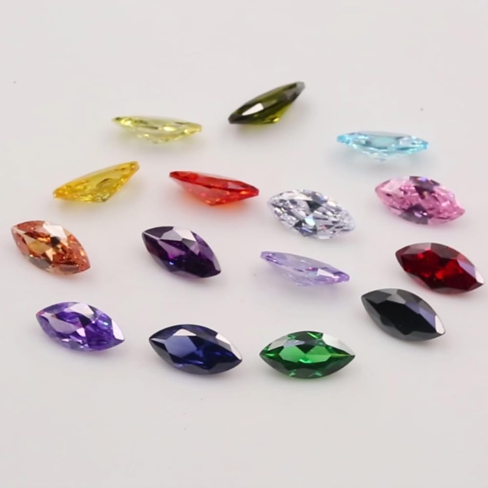 Marquise Cut Loose Mixed 15 Colors Synthetic Cubic Zirconia Stones for Rings Earrings Bracelets Necklaces Pendants DIY Jewelry Making