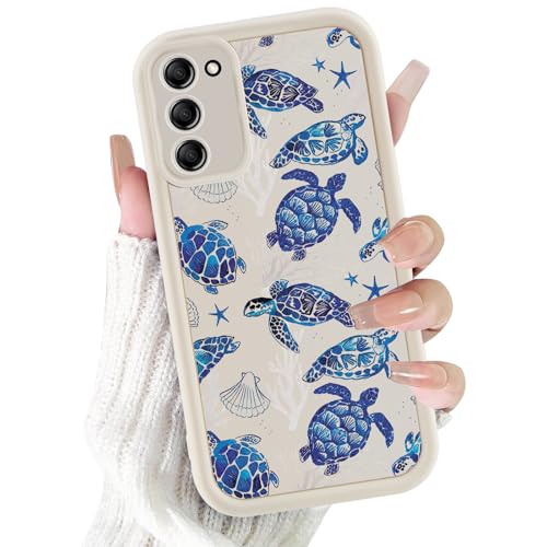 Kivlclri Handyhülle für Samsung Galaxy S20 FE 5G / S20 Lite / S20 Hülle 6 7 Aesthetic Blau Schildkröte Muster Motiv Design für Mädchen Schutzhülle Kameraschutz Stoßfest Bunt Weiß Silikon TPU Case