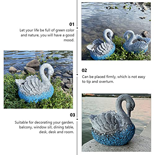 Cabilock Swan Planter Cute Animal Flower Pot Elegant Succulent Garden Pots Decorative Vase Small Plant Container Resin Craft For Indoor Outdoor Home Garden Patio Balcony Blue #TOP1