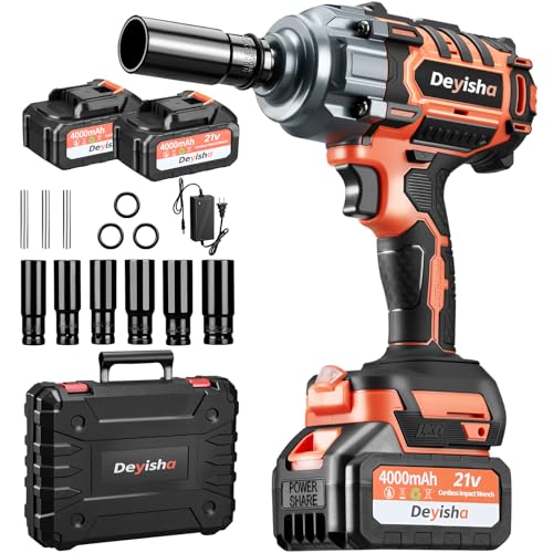 Deyisha 1500N.m (1100Ft-lbs) Cordless Impact Wrench 1/2' Brushless High Torque Impact Wrench with 2x...