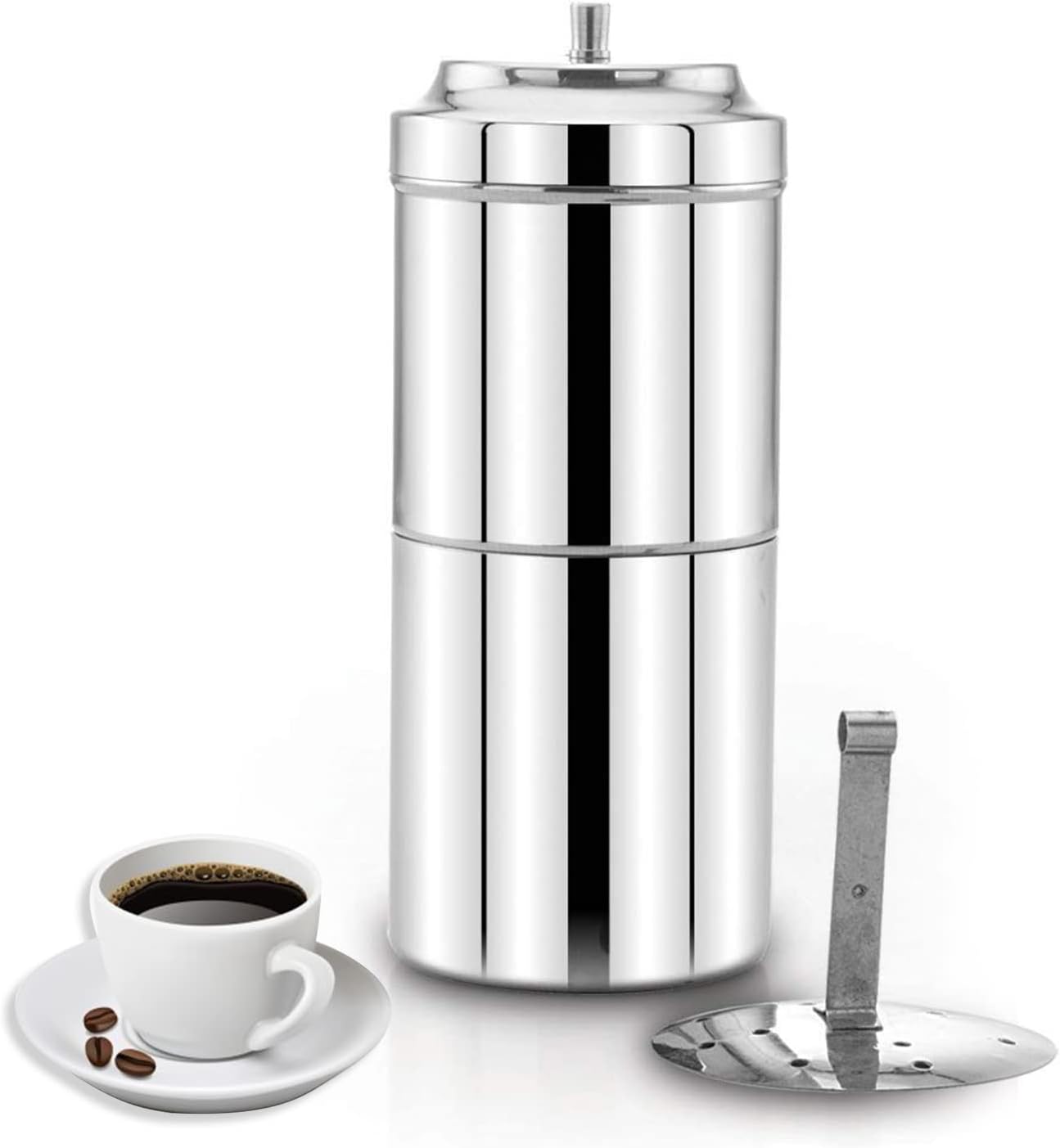 South Indian Filter Coffee Maker 200 ML,2-4 Cups Stainless Steel Coffee Maker, Drip Coffee Brewer, Madras Kaapi Kappi, Coffee Decoction Maker