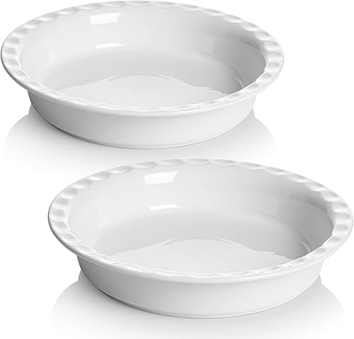 Onniyor Moldes de porcelana para hornear, platos de 10.5 pulgadas, platos antiadherentes de 52 onzas para manzana, calabaza, tartas, platos redondos