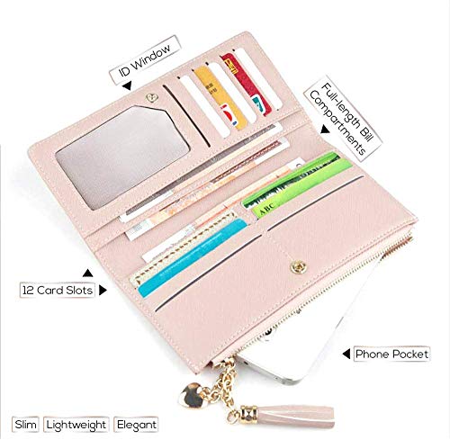 Image of Valentoria Womens Wallet Cute Elegant Long Slim Card Holder Case Minimalist Coin Purse Thin Tassels Zip Clutch Wallets for Girls Ladies | Cute