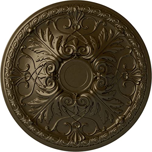 Ekena Millwork 26"OD x 3"P Tristan Ceiling Medallion (Fits Canopies up to 5 1/2"), Hand-Painted Brass