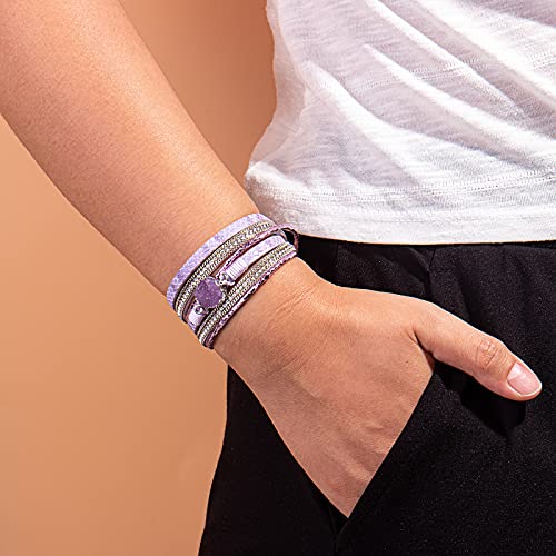 Fancy Shiny Boho Wrap Bracelets Leather Cuff Bracelet Bohemian Jewelry Resin Stone Multi Strand Bracelet With Clasp For Women(Purple) #TOP2