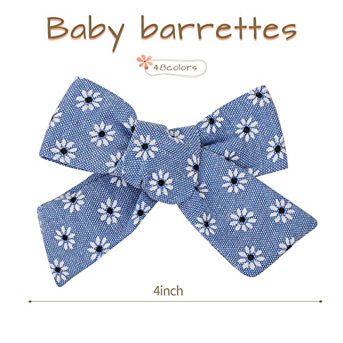 48 Pcs Baby Girls Hair Bows Clips 4.5 Inch Clips Tiny Linen Pigtail Barrettes Accessories For Fine Hair Babies Infants Toddler Kids In Pairs (48B) #TOP1