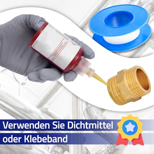 Doppelnippel 1/2 Zoll aus Messing - mit Außen/Außen Gewinde - für Gasschlauch - Garantie 10 Jahre - MONTERAL