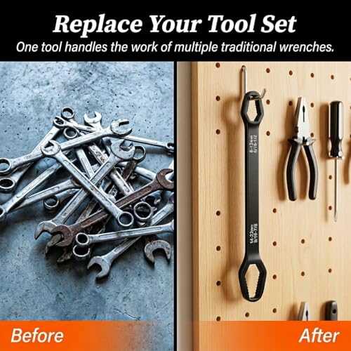 Image of Universal Double Ended Wrench Set, 3mm-22mm Wrench Double-Head Self-Tightening Adjustable Wrench,Multifunctional Sink Tool Set for Home,Plumbing, Automotive Repair, Multi Size Bolt Removal,4PC