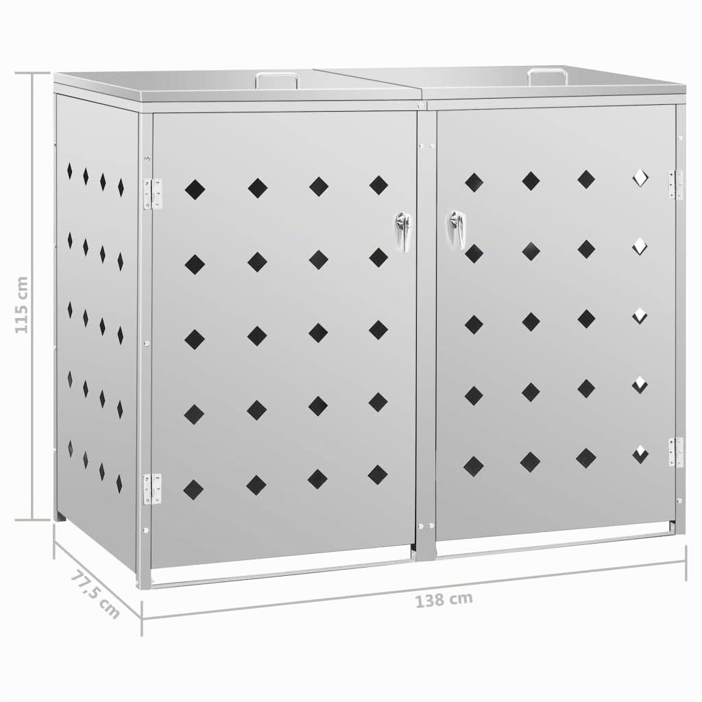 Hommdiy Mülltonnenbox Müllcontainer Garteneimer Edelstahl für 2 Tonnen 240 L Edelstahl