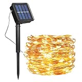 【FÁCIL DE FORMAR】 El alambre de cobre de 12 m es flexible, se dobla y se forma fácilmente. Las luces navideñas solares se pueden envolver alrededor de plantas, centros de mesa, regalos, letreros, muebles, ventanas, puertas y casi todo lo demás. En la oscuridad, el cable parecerá desvanecerse, dejando solo las luces brillantes.