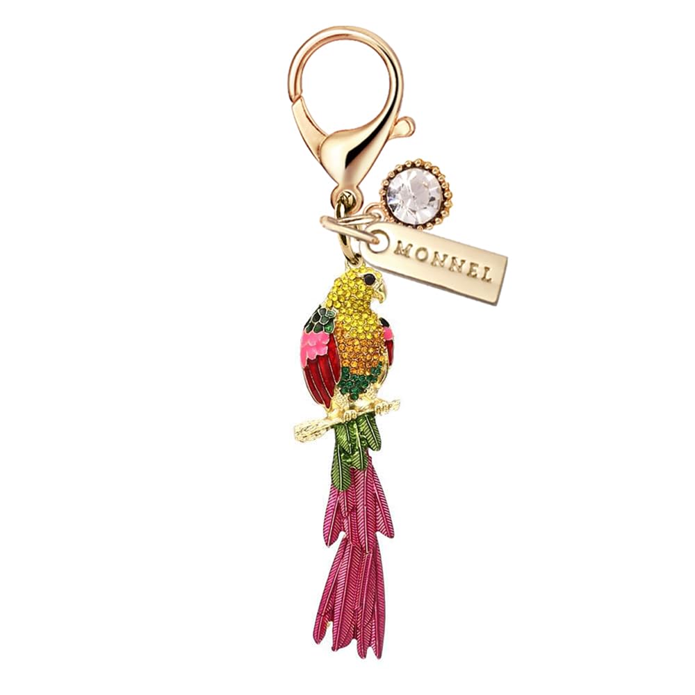 MC406 Crystal Scarlet Macaw Lobster Clasp Charm for Women Girls with Velvet Bag (Rainbow,1 Piece), 2.1 cm (L) X 0.6 cm (W) X 7.8 cm (H), zinc alloy metal, Rhinestone-image-14