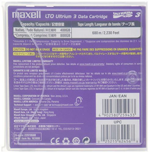 Image of Maxell LTO Ultrium 3 400 /800GB 1,000,000+ Head Passes Tape Cartridge